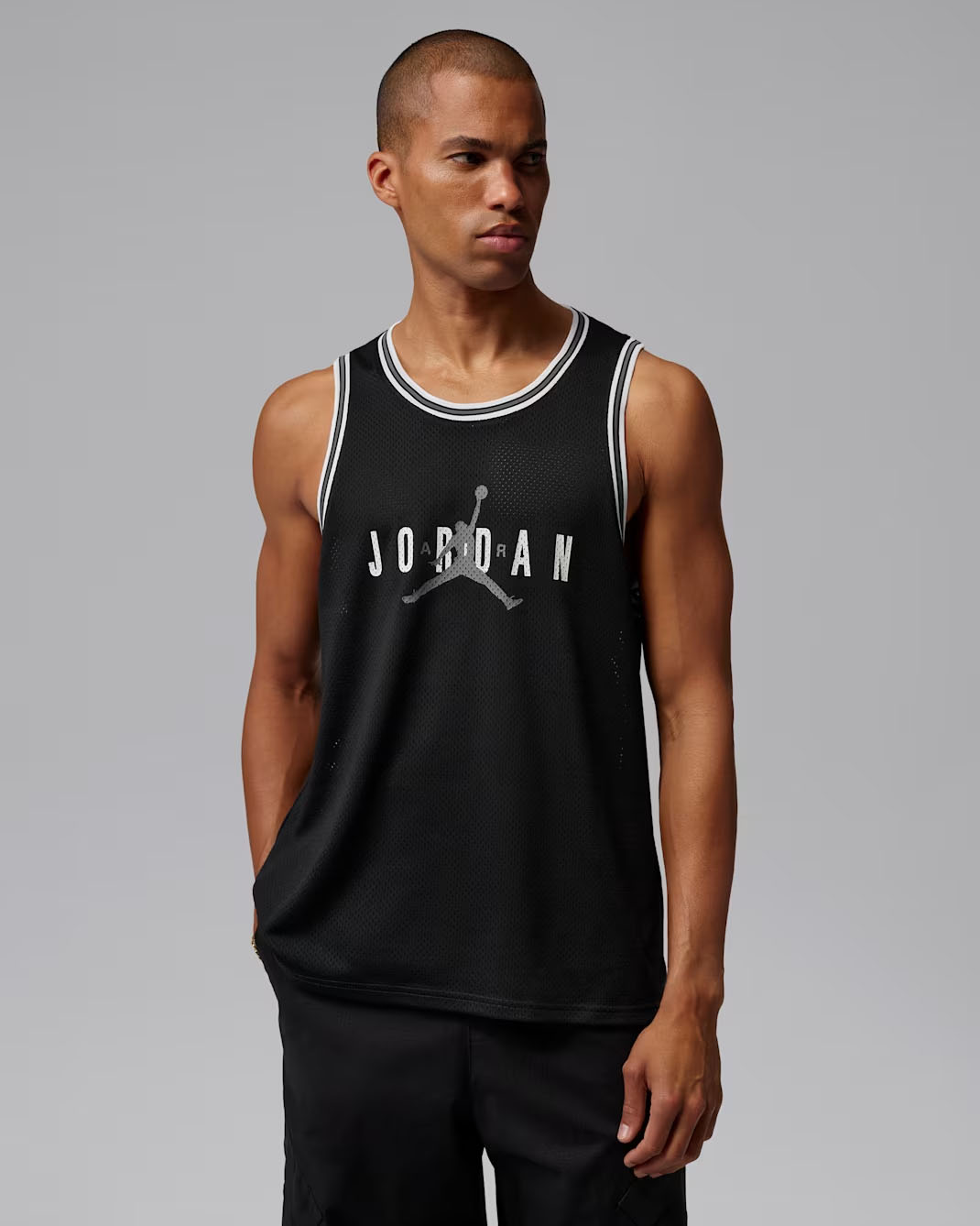 Jordan Brooklyn Men's Mesh Jersey Black Iron Grey White 1