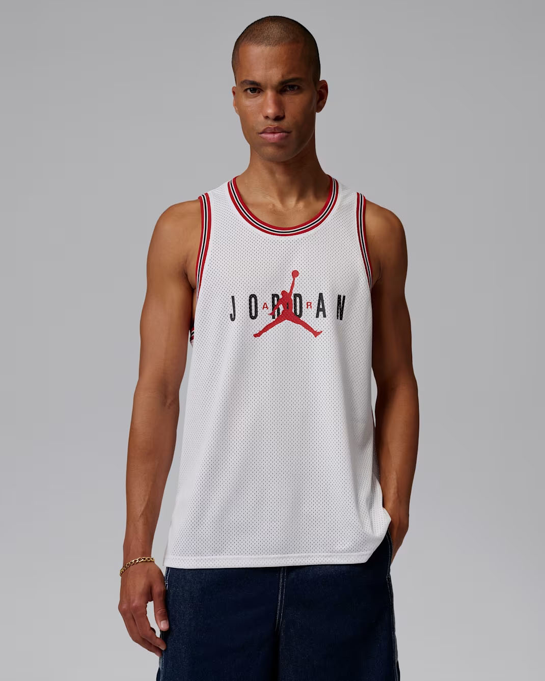 Jordan Brooklyn Men's Mesh Jersey White Gym Red Black 1