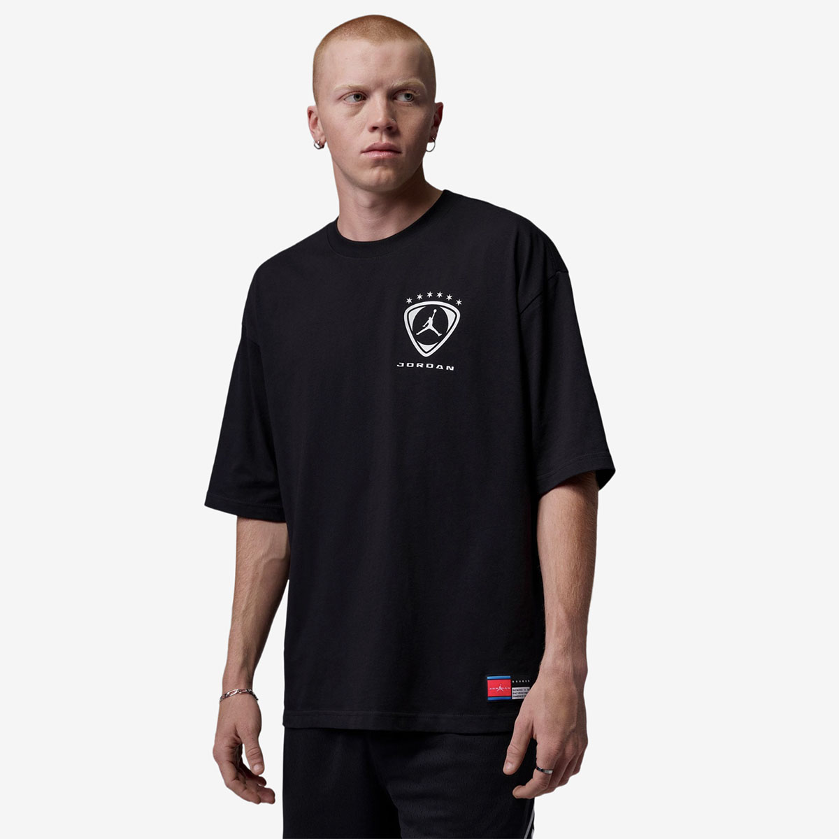 Jordan Brooklyn Oversized Graphic Mens T Shirt Black Metallic Silver 1