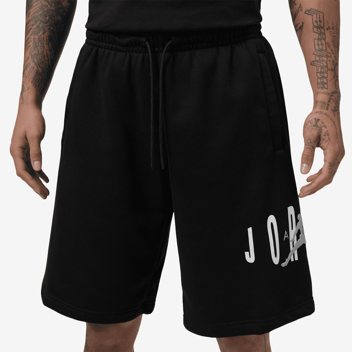 Jordan Brooklyn Stretch Fleece Shorts Black White Grey 1