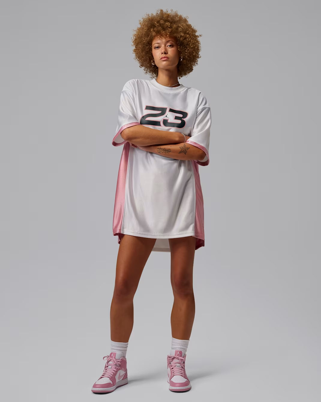Jordan Brooklyn Women's Jersey Dress White Iced Carmine Black Outfit
