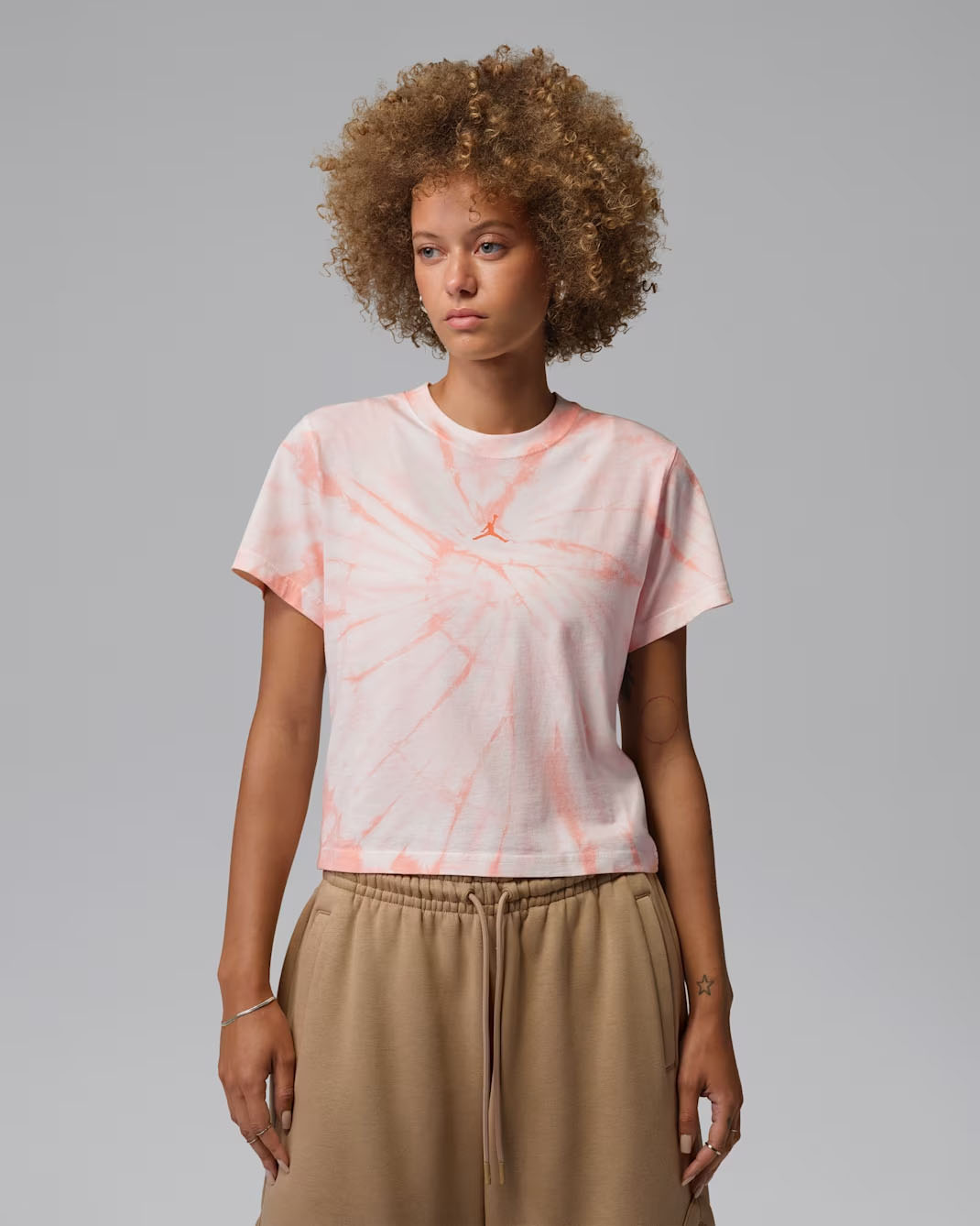 Jordan Brooklyn Women's Tie Dye T-Shirt Sail Orange 1