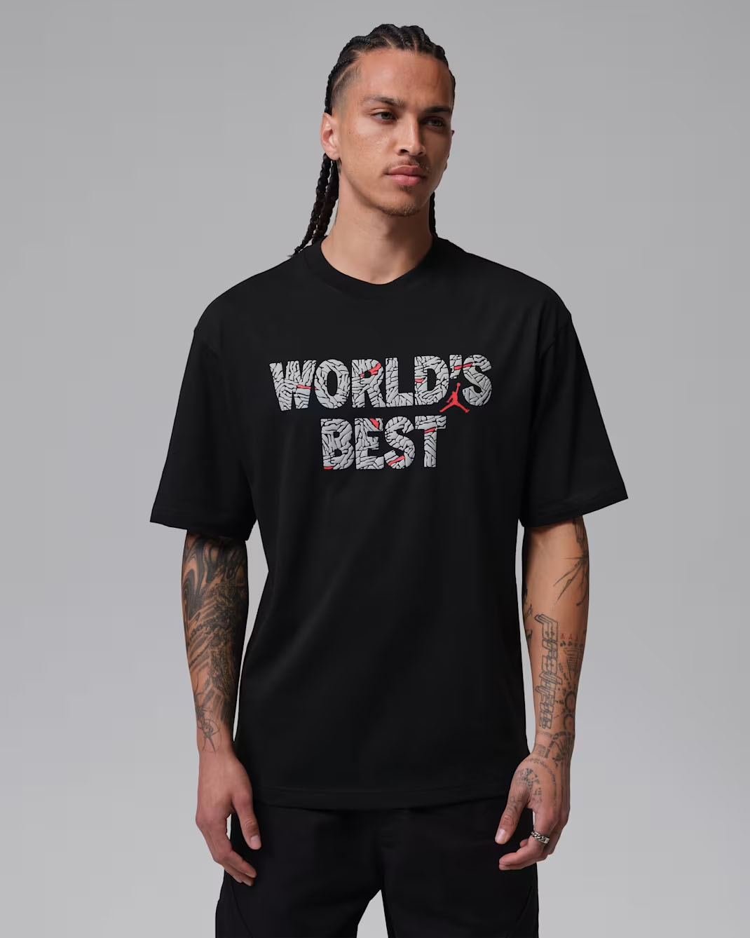 Jordan Brooklyn World's Best Men's T-Shirt Black Grey Red 1