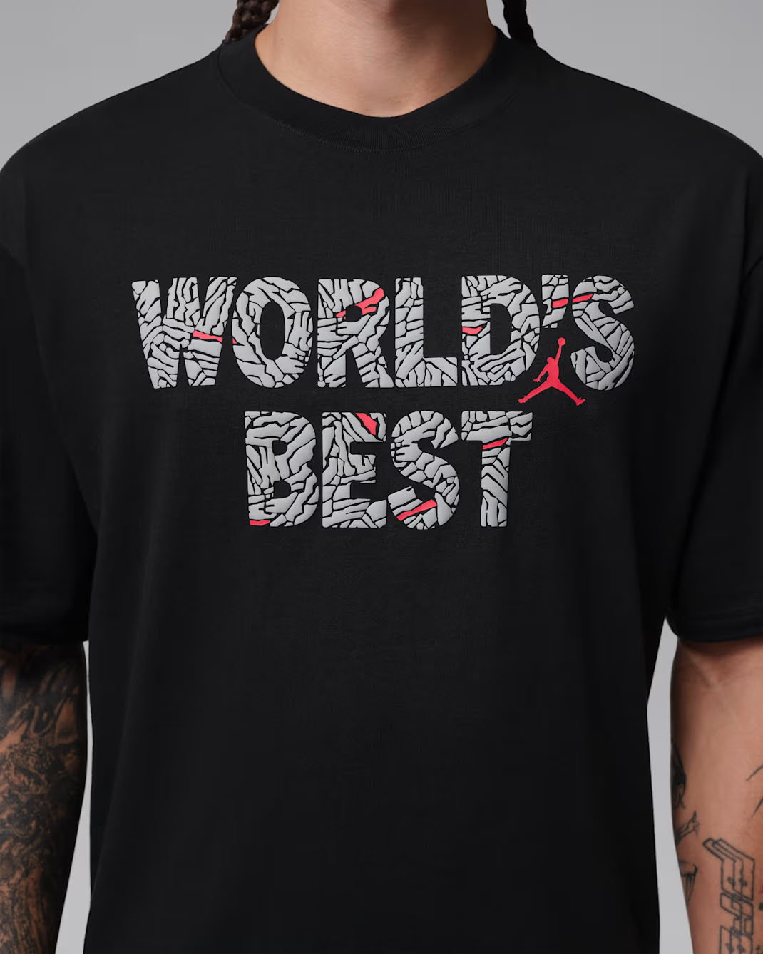 Jordan Brooklyn World's Best Men's T-Shirt Black Grey Red 2