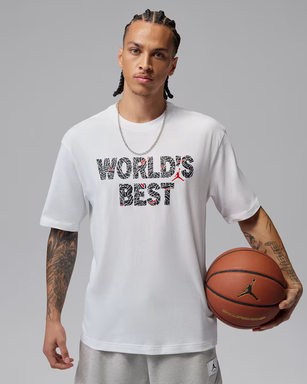Jordan Brooklyn World's Best Men's T-Shirt White Black Red 1