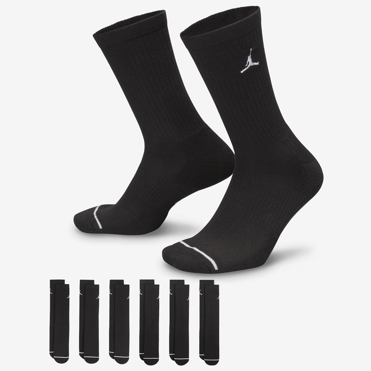 Jordan Crew Socks Black White 6 Pairs