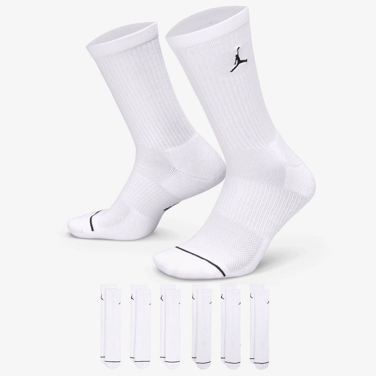 Jordan Crew Socks White Black 6 Pairs