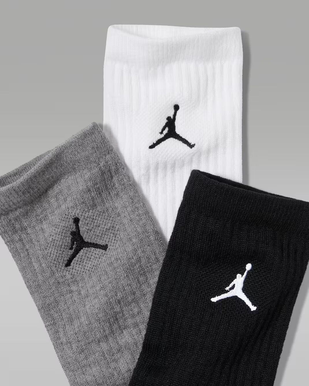 Jordan Everyday Crew Socks White Grey Black 3 Pairs 2