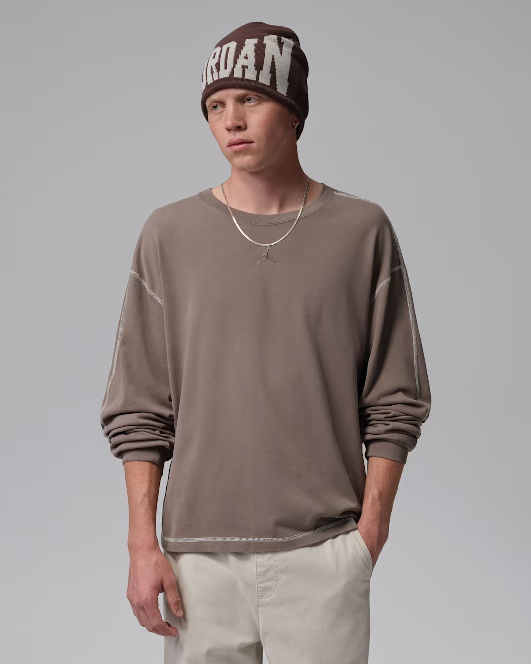 Jordan Flight Men's Heavyweight Long-Sleeve Top Olive Grey 1