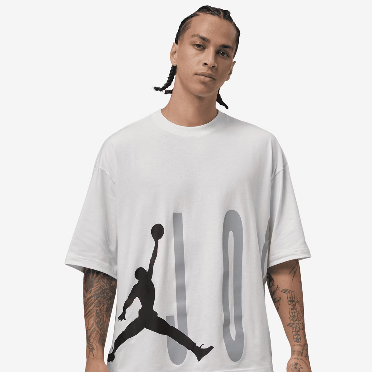 Jordan Oversized Torso Stretch T Shirt White Black White 1