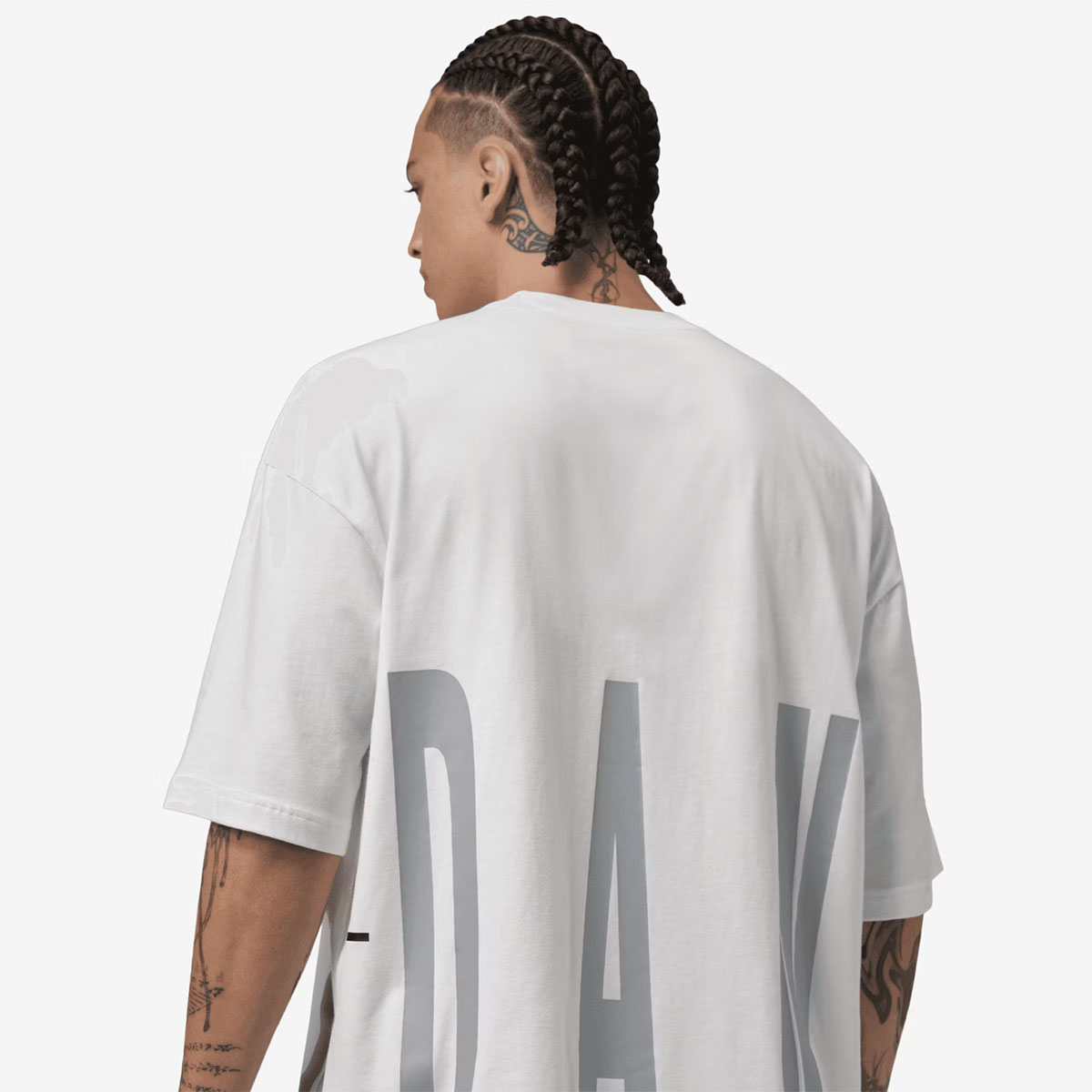 Jordan Oversized Torso Stretch T Shirt White Black White 2