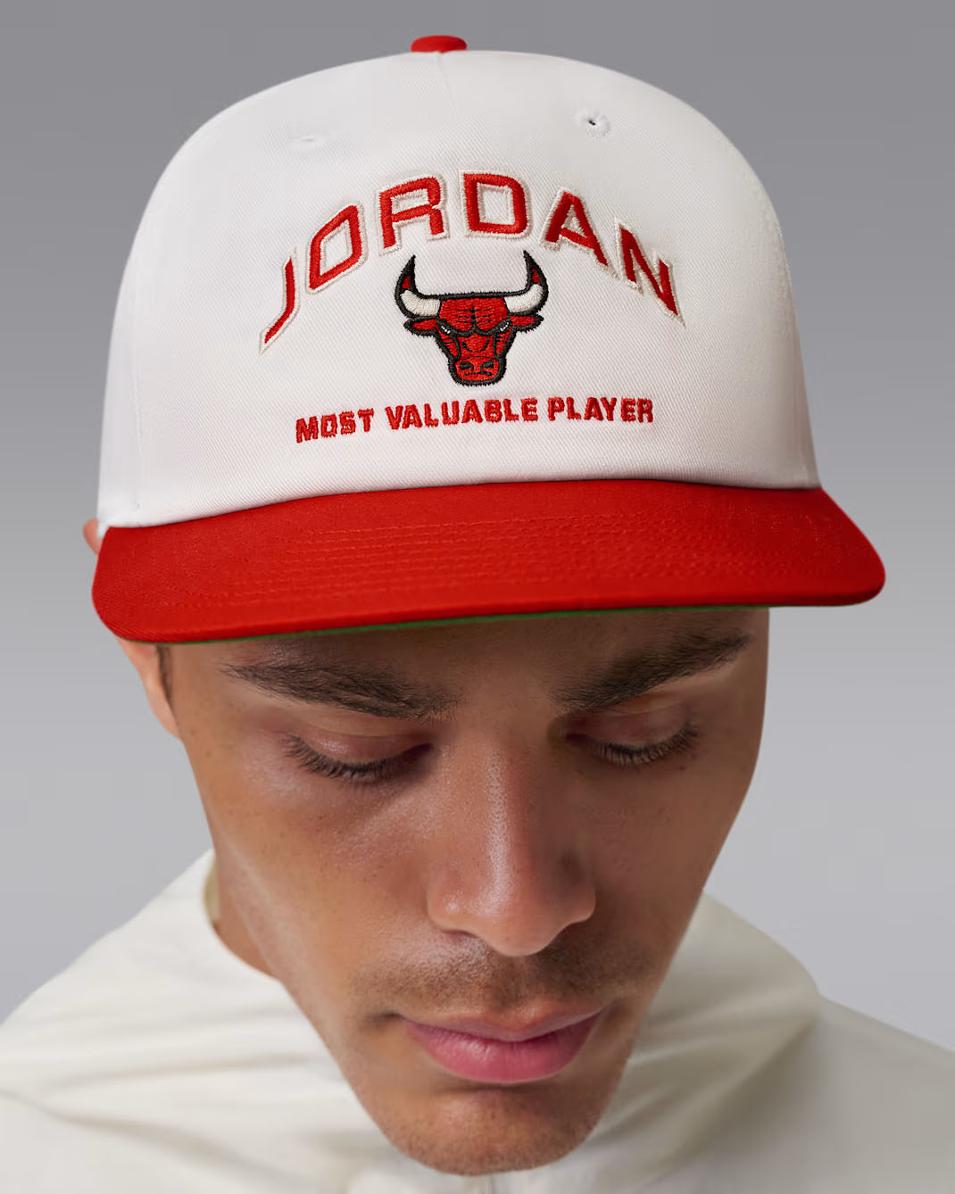 Jordan Pro Chicago Bulls MVP Flat Bill Snapback Hat Sail Red 3