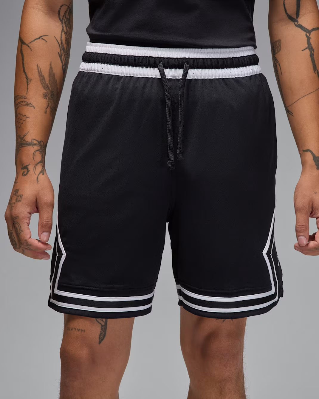 Jordan Sport Men's Dri-FIT Mesh Diamond Shorts Black White 1