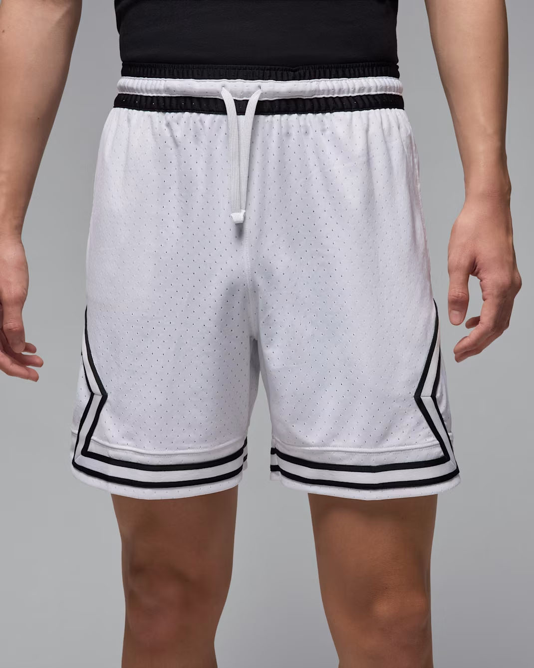 Jordan Sport Men's Dri-FIT Mesh Diamond Shorts White Black 1