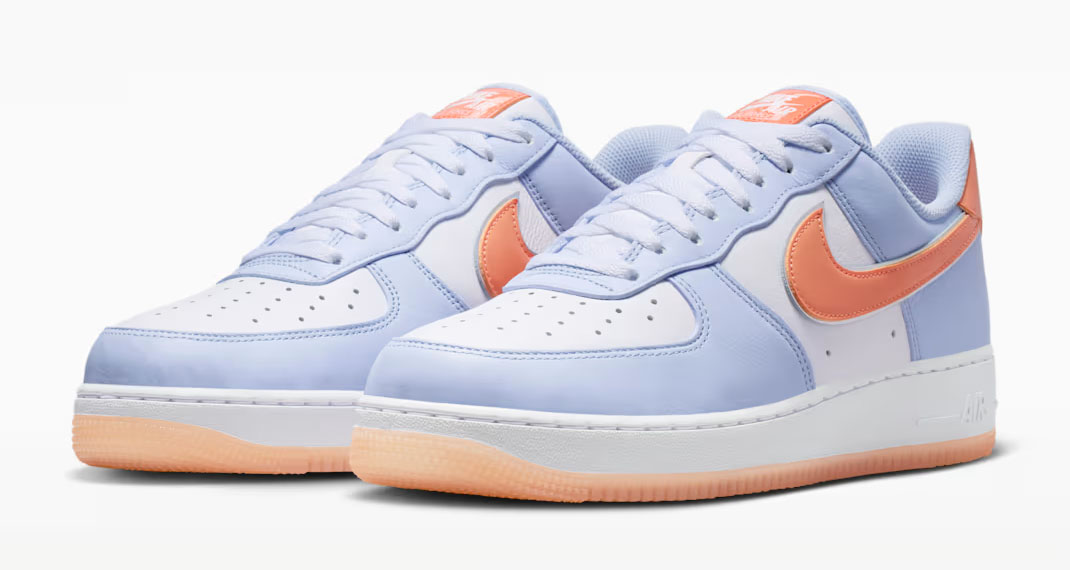 Nike Air Force 1 07 Low Hydrogen Blue White Orange Frost Mens Sneakers 1