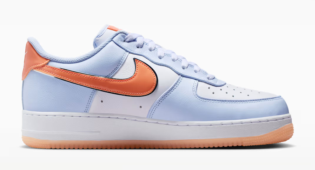 Nike Air Force 1 07 Low Hydrogen Blue White Orange Frost Mens Sneakers 3