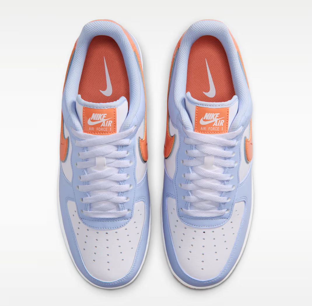 Nike Air Force 1 07 Low Hydrogen Blue White Orange Frost Mens Sneakers 4