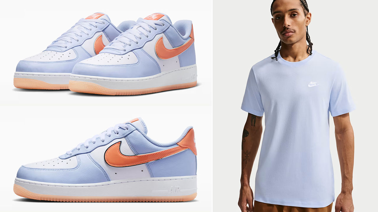 Nike Air Force 1 Low 07 Hydrogen Blue White Orange Frost Mens Sneakers Outfits