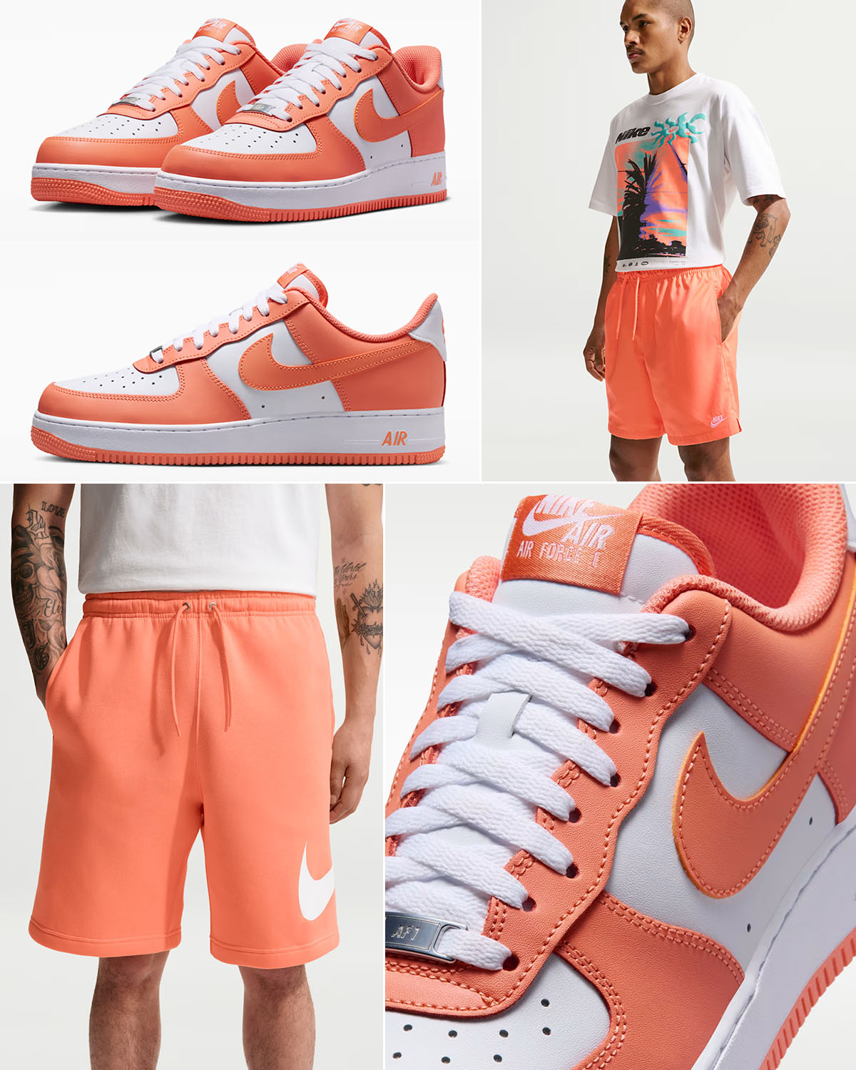 Nike Air Force 1 Low 07 Orange Frost White Mens Sneakers Matching Outfits
