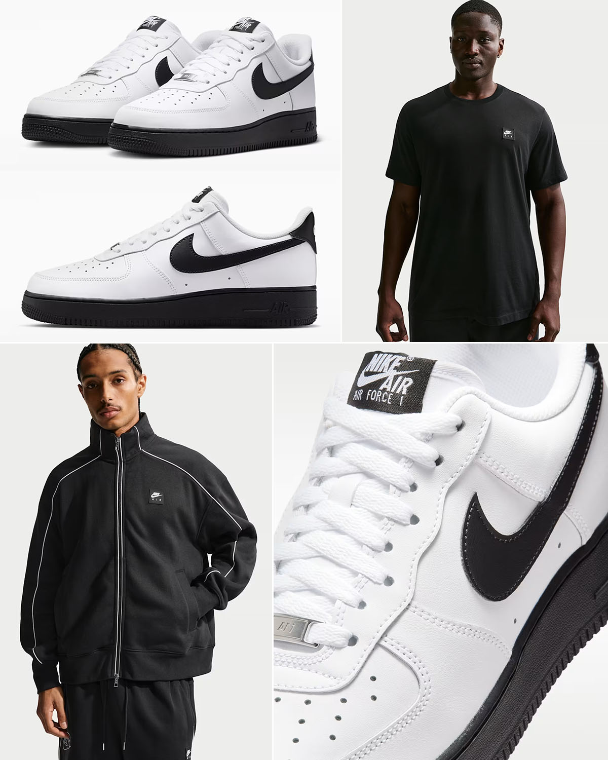 Nike Air Force 1 Low 07 White Black Mens Sneakers Matching Outfits