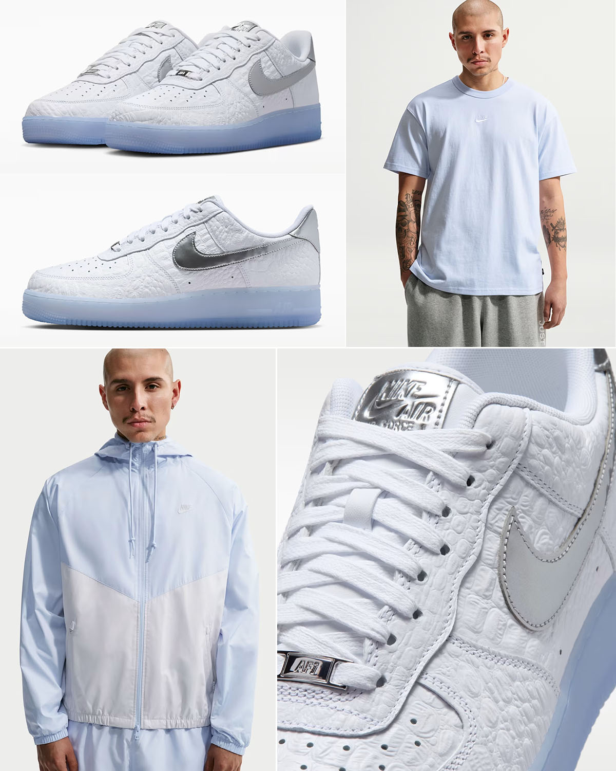 Nike Air Force 1 Low 07 White Blue Tint Pure Platinum Chrome Sneakers Matching Outfits