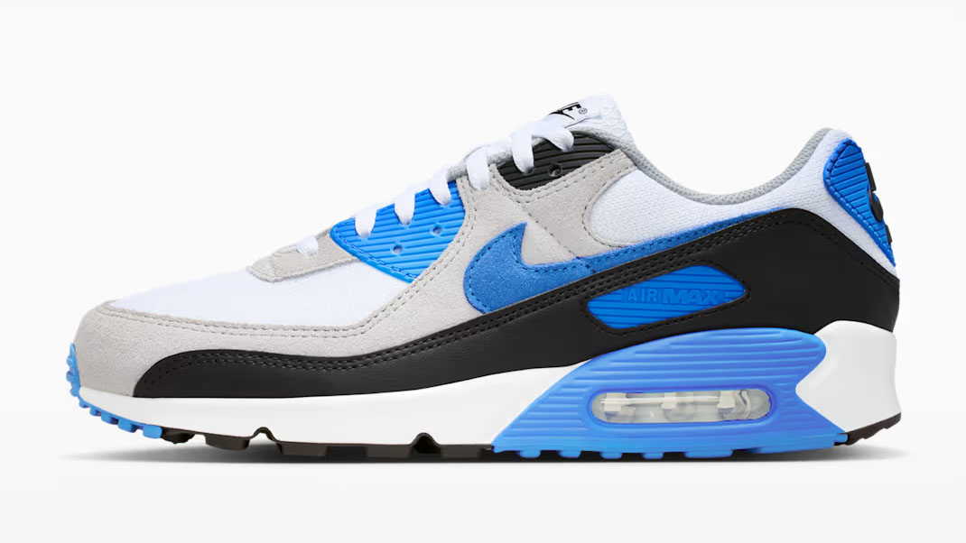 Nike Air Max 90 White Light Smoke Grey Black Blue Crystal Mens Shoes DM0029-122