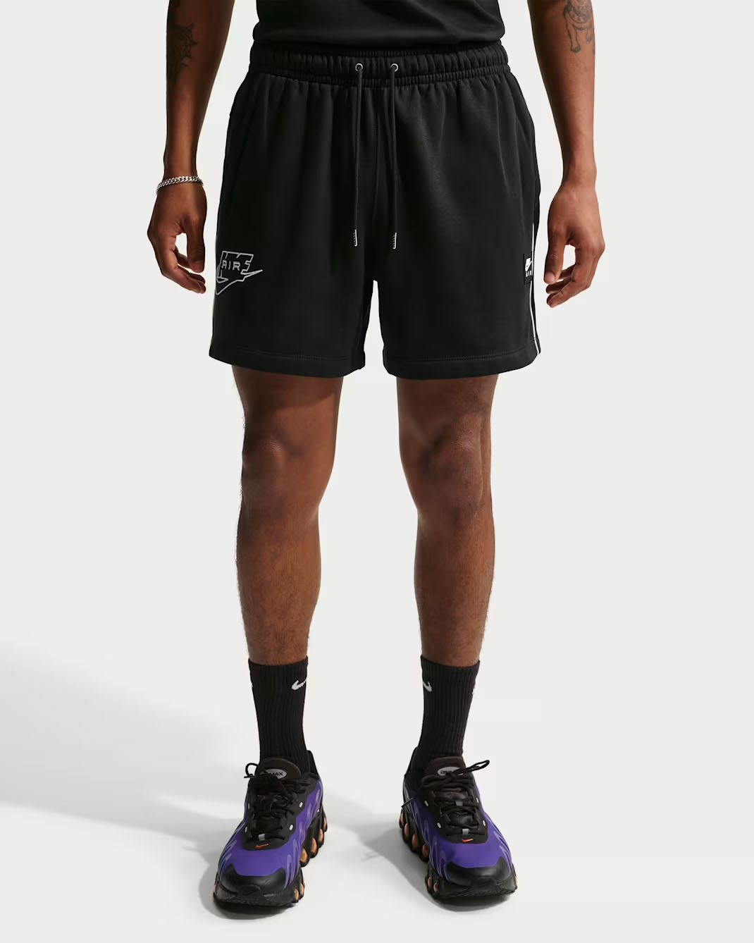 Nike Air Men's Fleece Shorts Black White 1