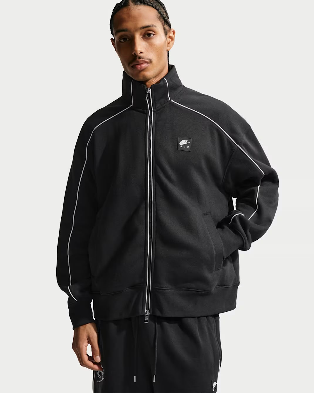 Nike Air Men's Fleece Track Jacket Black White