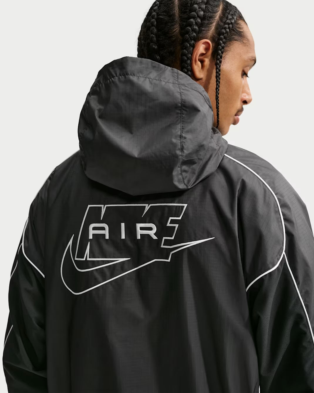 Nike Air Men's Full-Zip Hybrid Utility Jacket Black White 2
