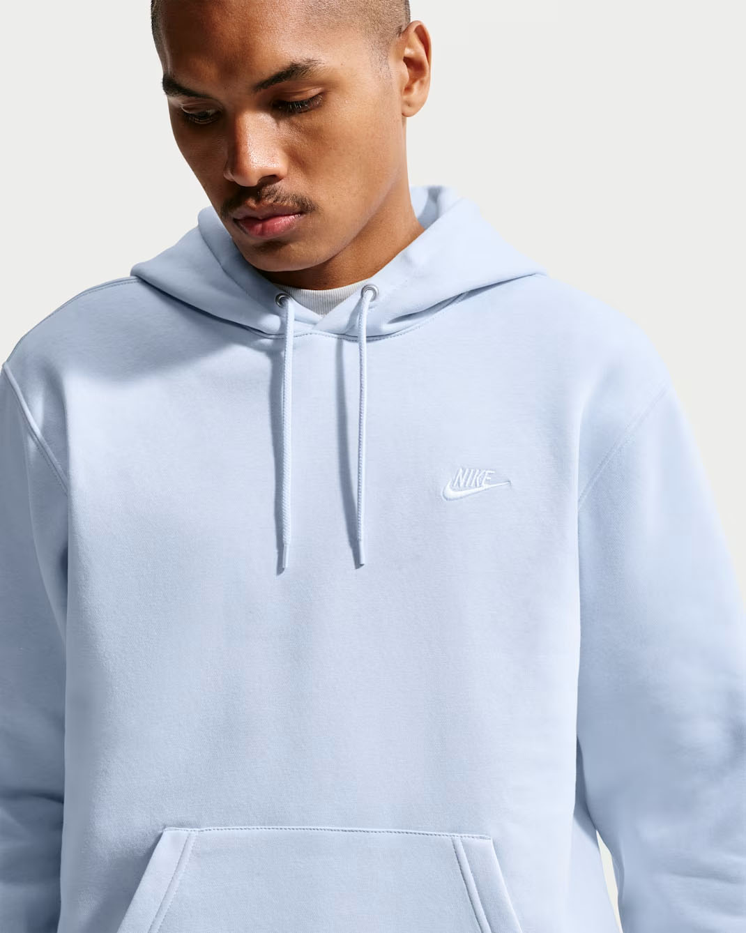 Nike Club Men's Pullover Fleece Hoodie Hydrogen Blue White