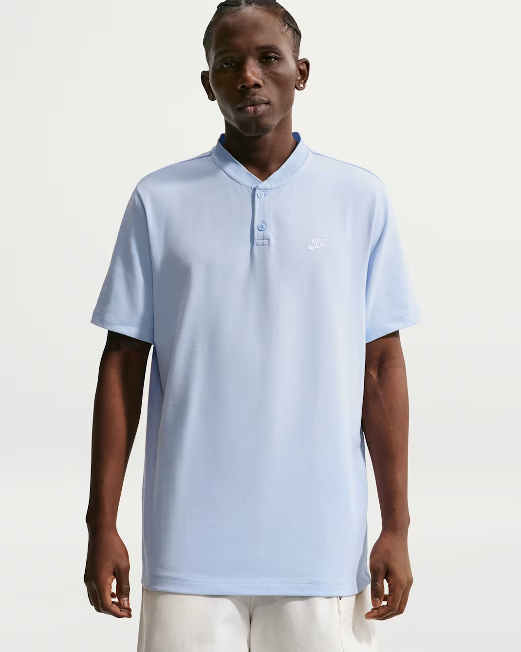 Nike Club Men's Short-Sleeve Henley Hydrogen Blue White
