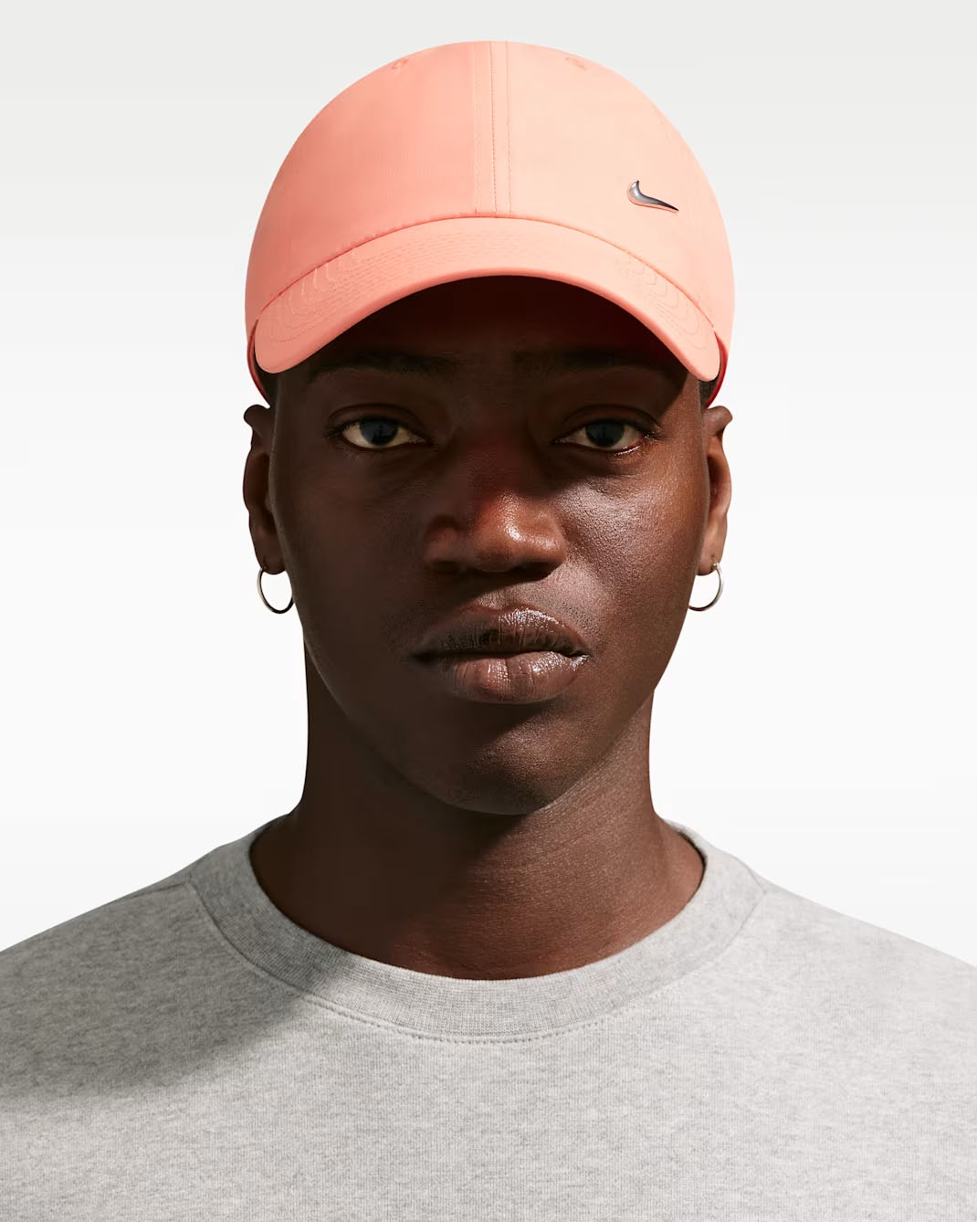 Nike Dri-FIT Club Unstructured Metal Swoosh Cap Orange Frost Metallic Silver