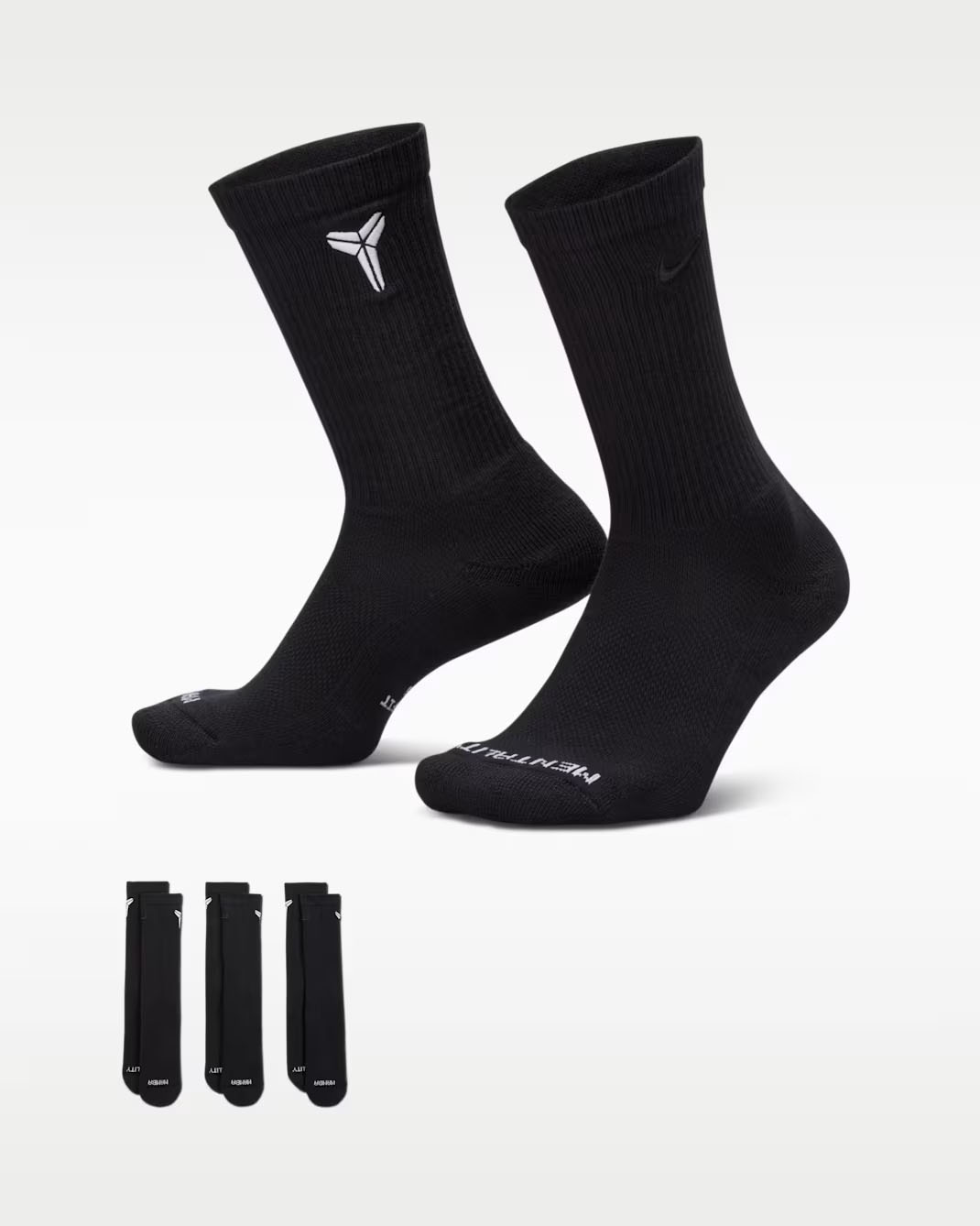 Nike Everyday Elevated Kobe Crew Socks Black White