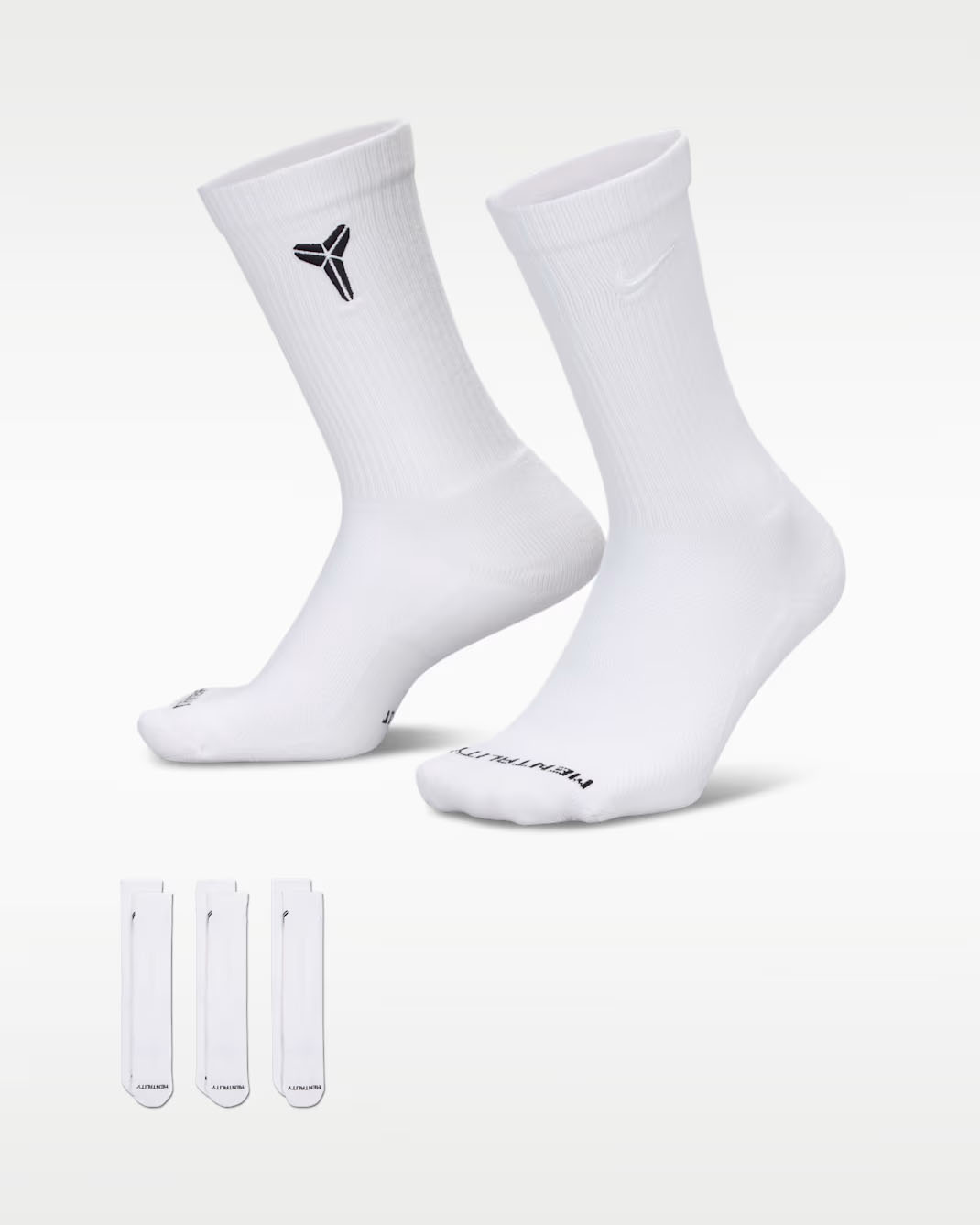 Nike Everyday Elevated Kobe Crew Socks White Black
