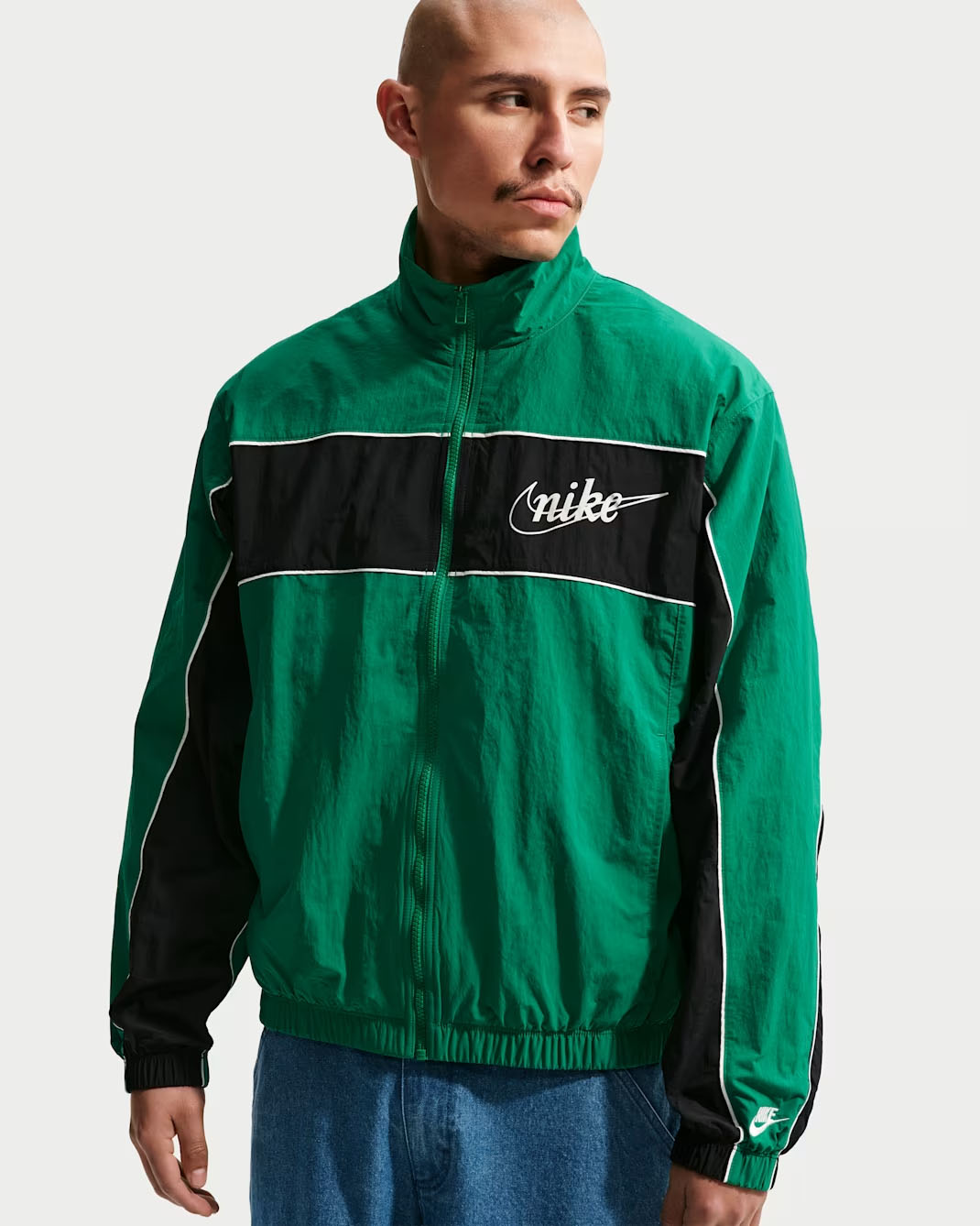 Nike Sportswear Club Men's Lightweight Full-Zip Jacket Malachite Green Black