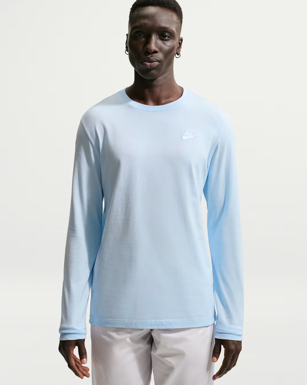Nike Sportswear Club Men's Long-Sleeve T-Shirt Hydrogen Blue White