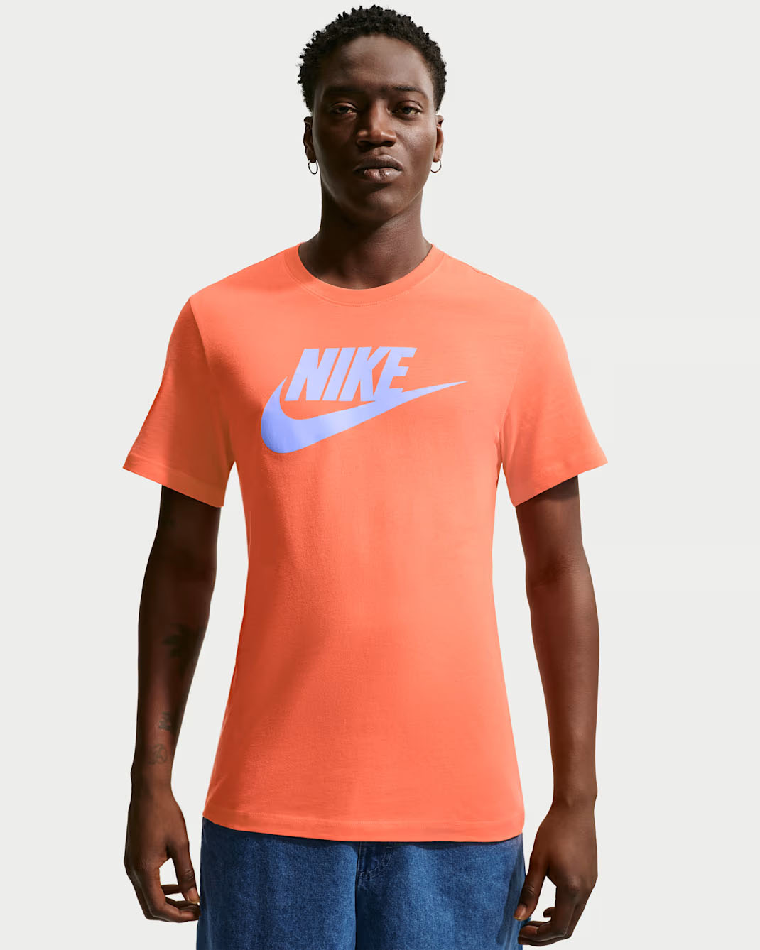 Nike Sportswear Men's Logo T-Shirt Orange Frost Blue