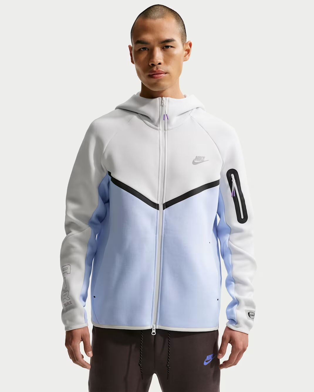 Nike Tech Men's Fleece Full-Zip Windrunner Hoodie Jacket Off White Hydrogen Blue Bright Violet 1