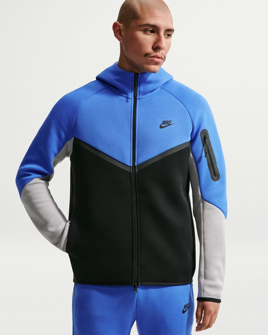 Nike Tech Men's Fleece Windrunner Full-Zip Hoodie Jacket Blue Crystal Black Light Smoke Grey 1