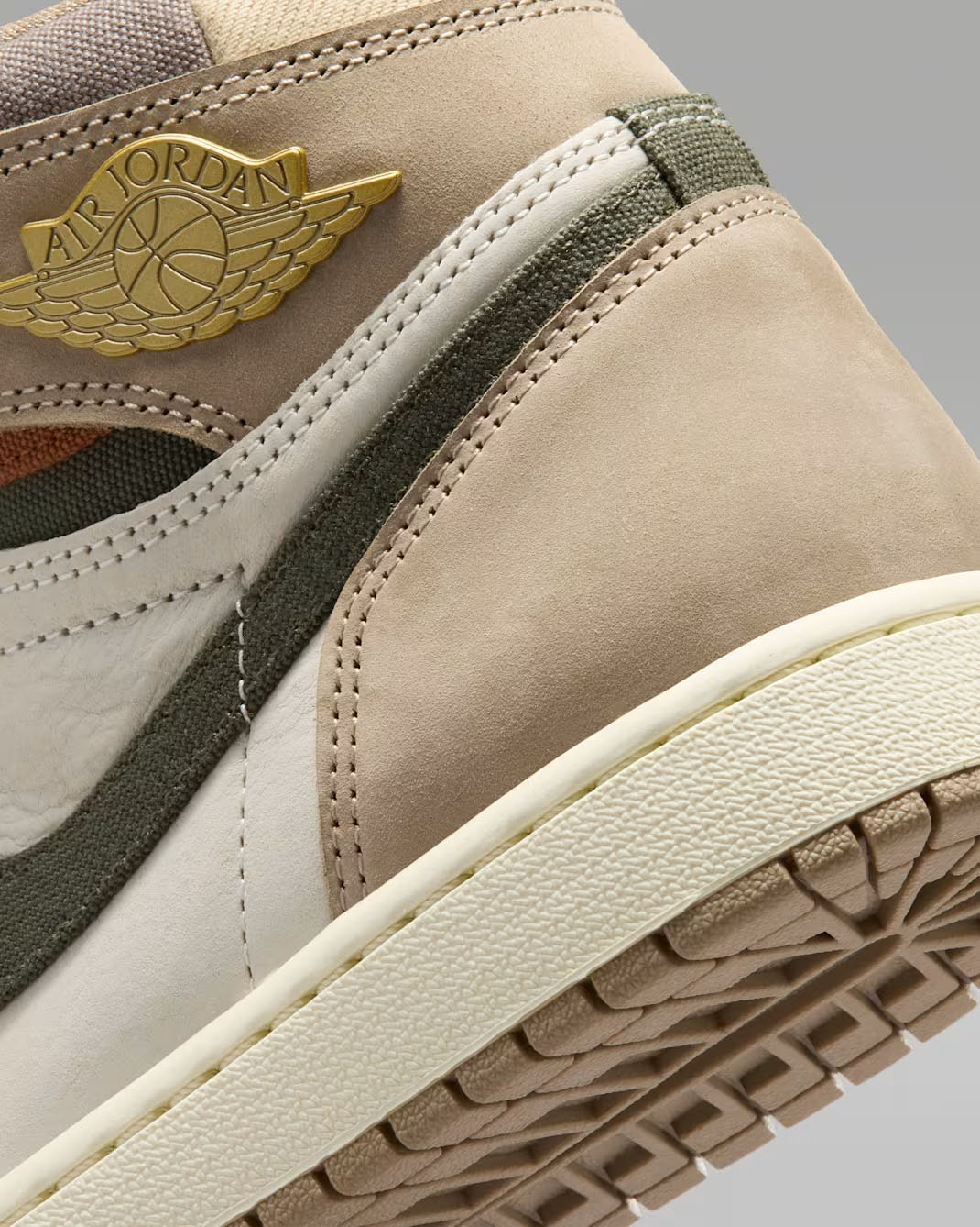 Air Jordan 1 High OG Shop Jacket Workwear Back Heel Close Up View