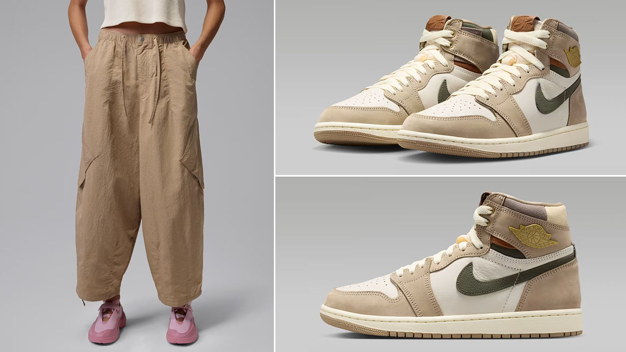 Air Jordan 1 High OG Shop Jacket Workwear x Jordan Flight Chicago Women’s Parachute Pants to Match Sneakers