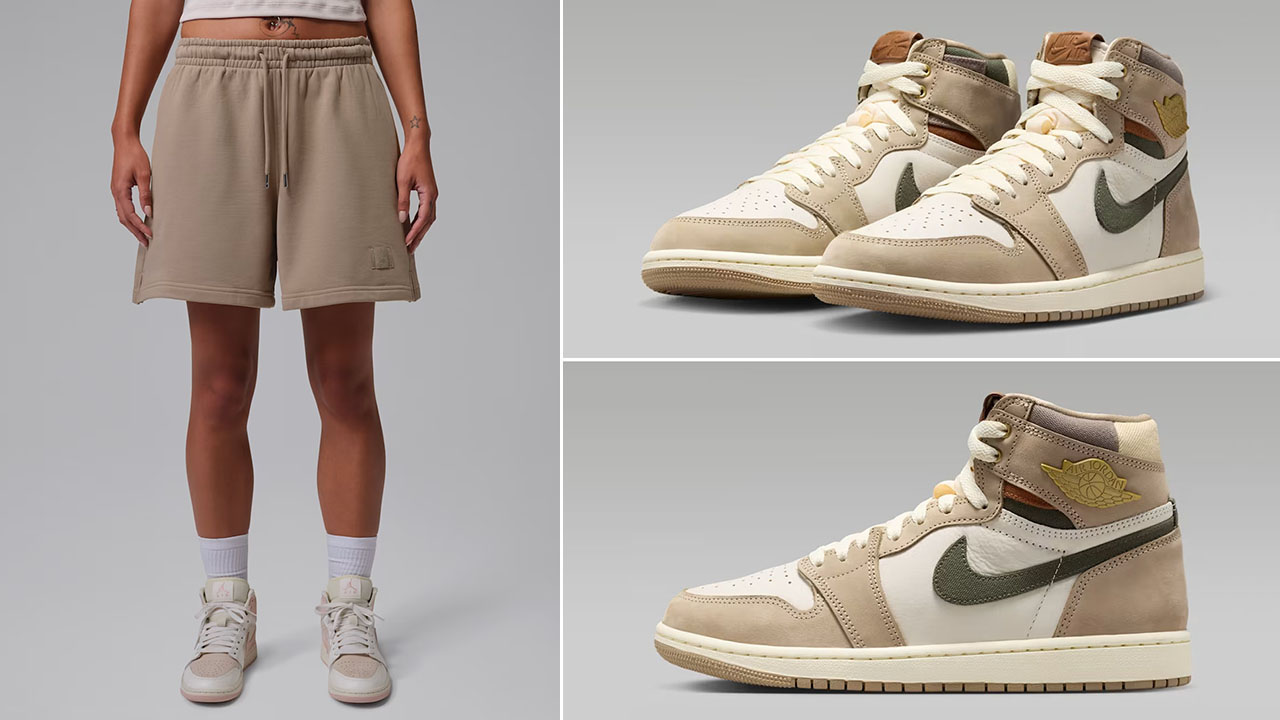 Air Jordan 1 High OG Shop Jacket Workwear x Jordan Flight Fleece Women's Shorts to Match Sneakers