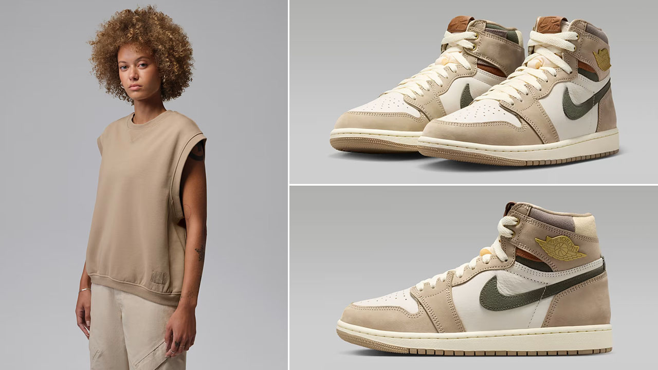 Air Jordan 1 High OG Shop Jacket Workwear x Jordan Flight Fleece Women’s Vest to Match Sneakers