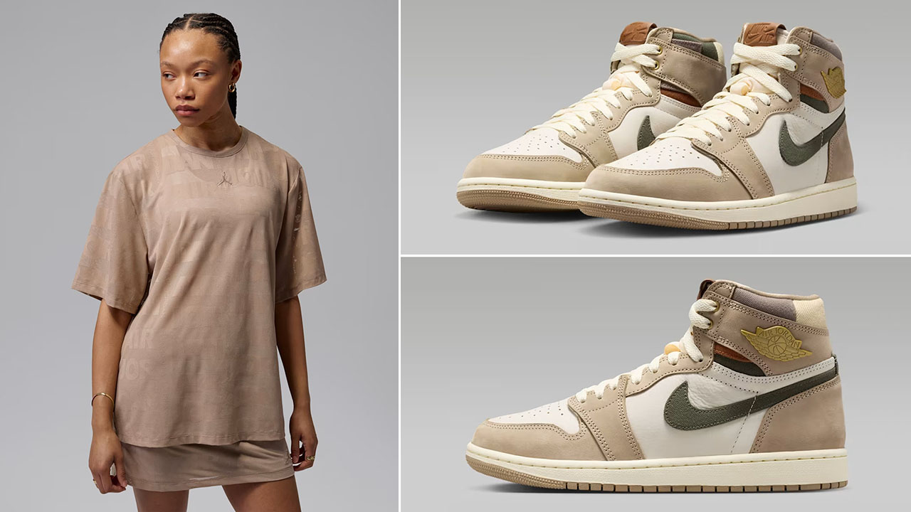 Air Jordan 1 High OG Shop Jacket Workwear x Jordan Flight Women’s Open Knit Top to Match Sneakers