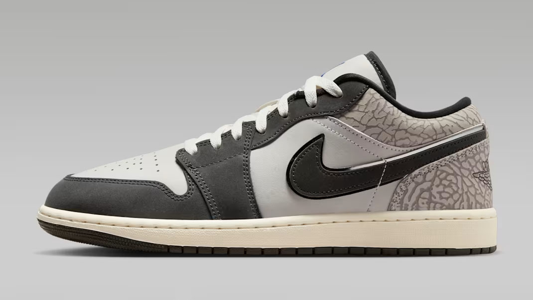 Air Jordan 1 Low Gamma Grey Elephant Print Mens Shoes IU2268-100