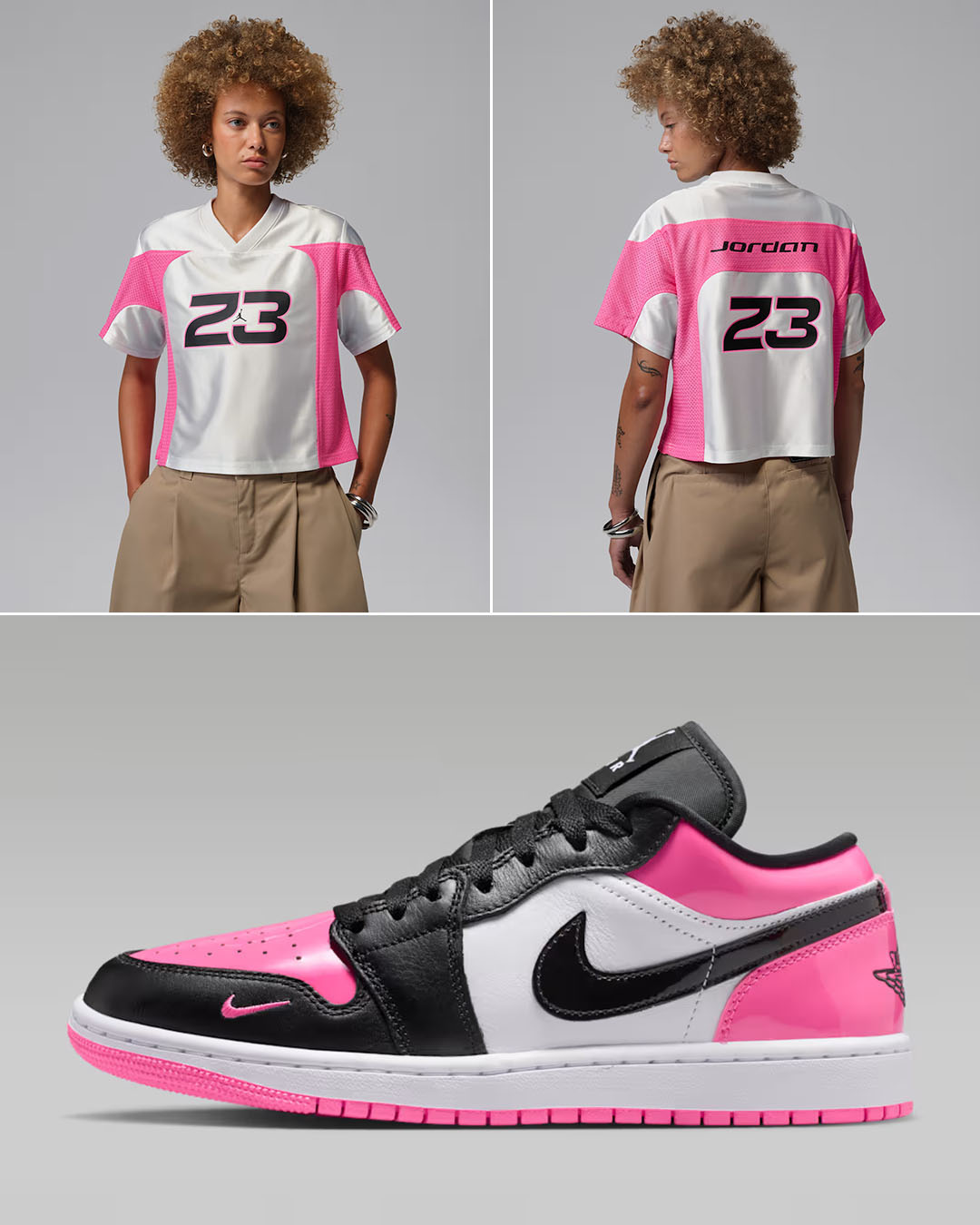 Air Jordan 1 Low Pink Toe Pinksicle x Jordan Flight Women's Jersey to Match