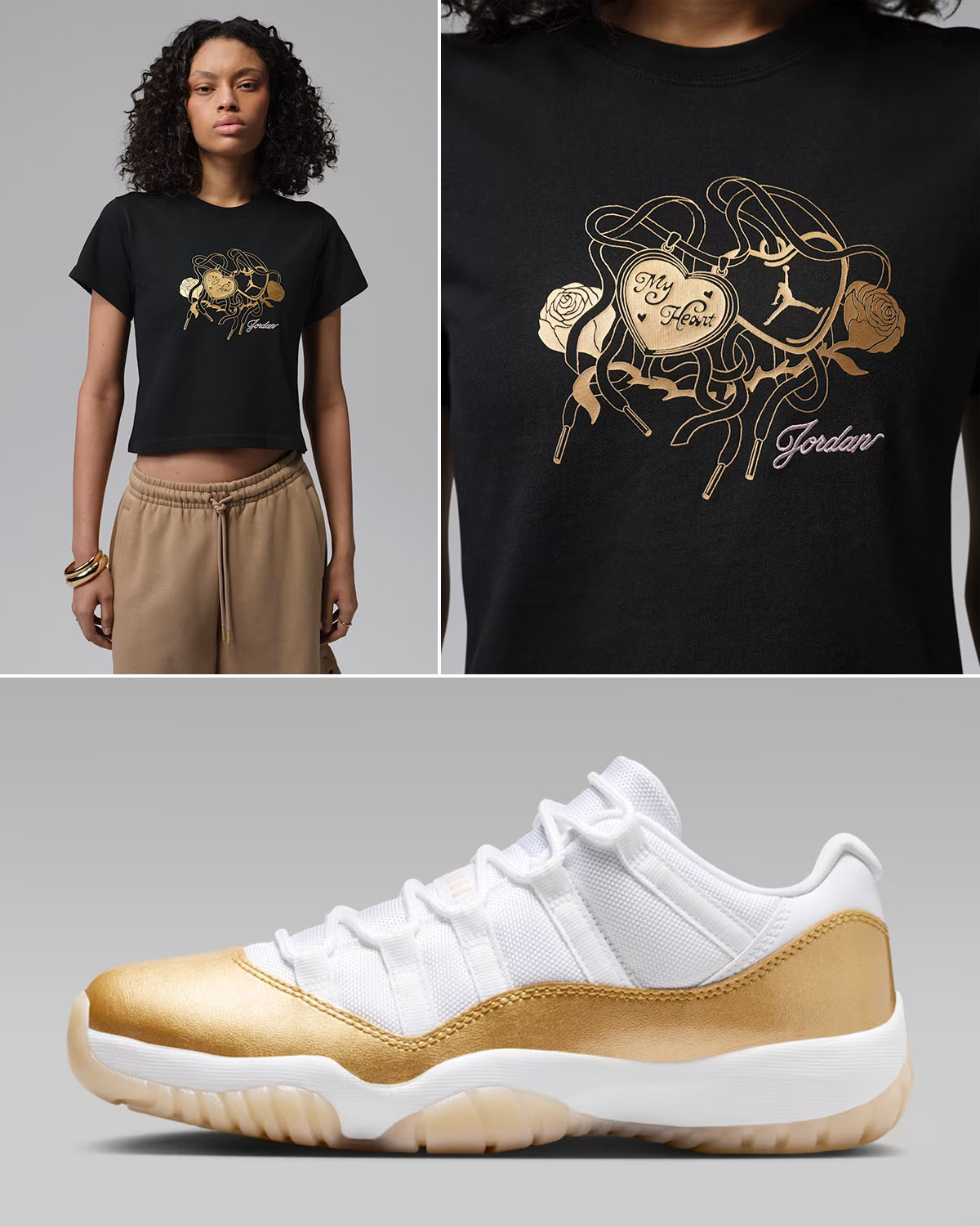 Air Jordan 11 Low Mothers Day Womens Black T Shirt to Match Sneakers