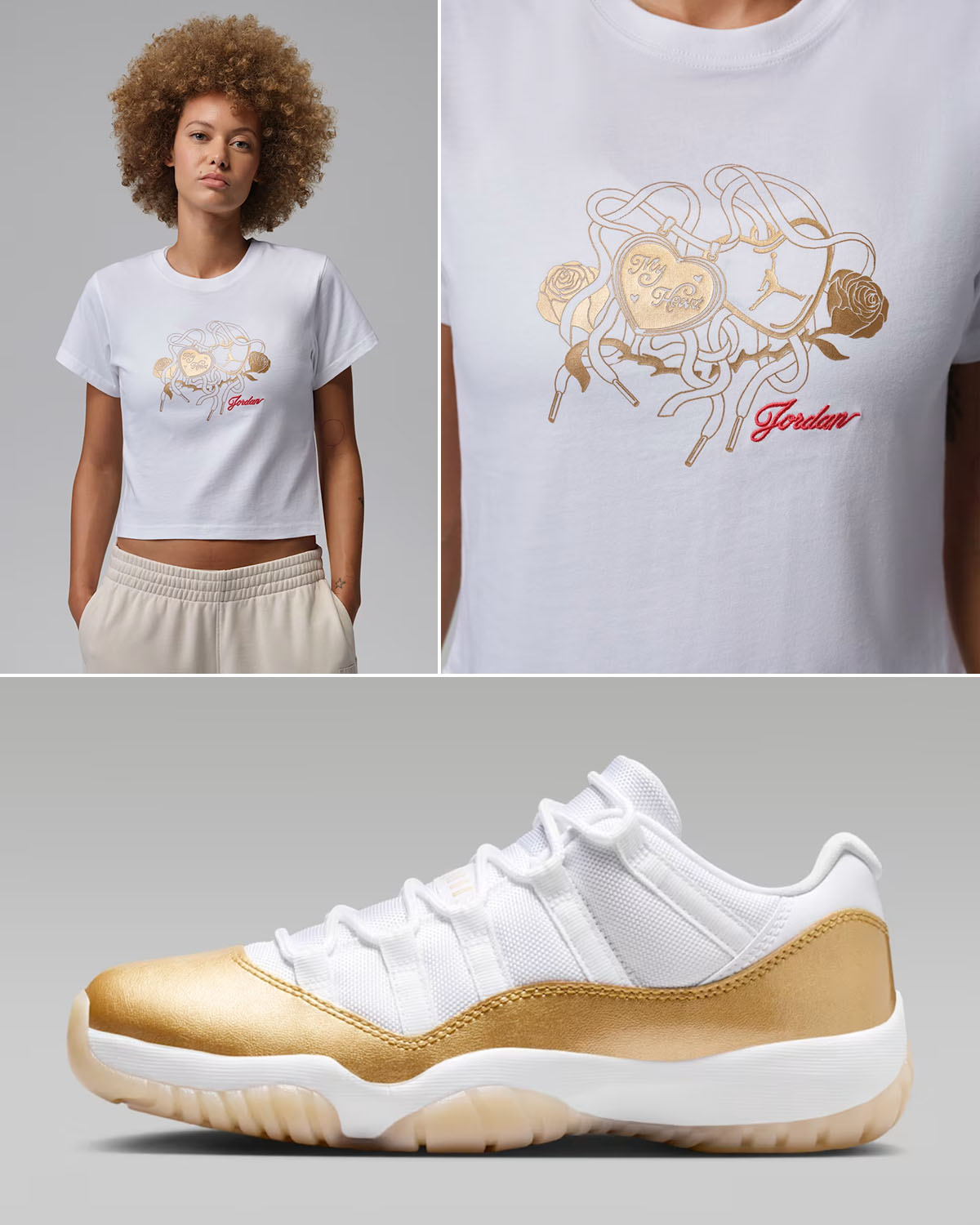 Air Jordan 11 Low Mothers Day Womens White T Shirt to Match Sneakers