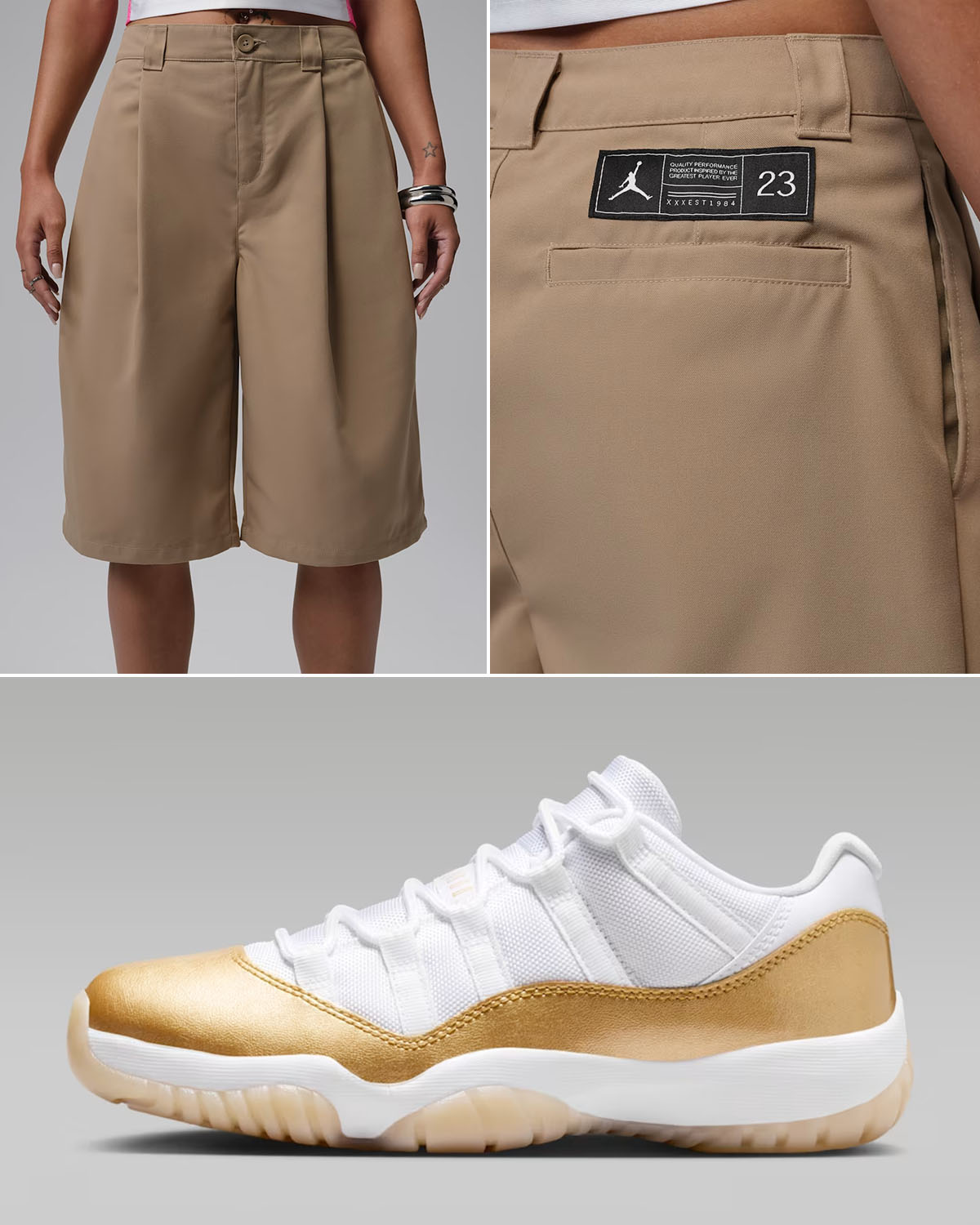 Air Jordan 11 Low Mothers Day x Jordan Flight Women's Big Chino Shorts to Match Sneakers