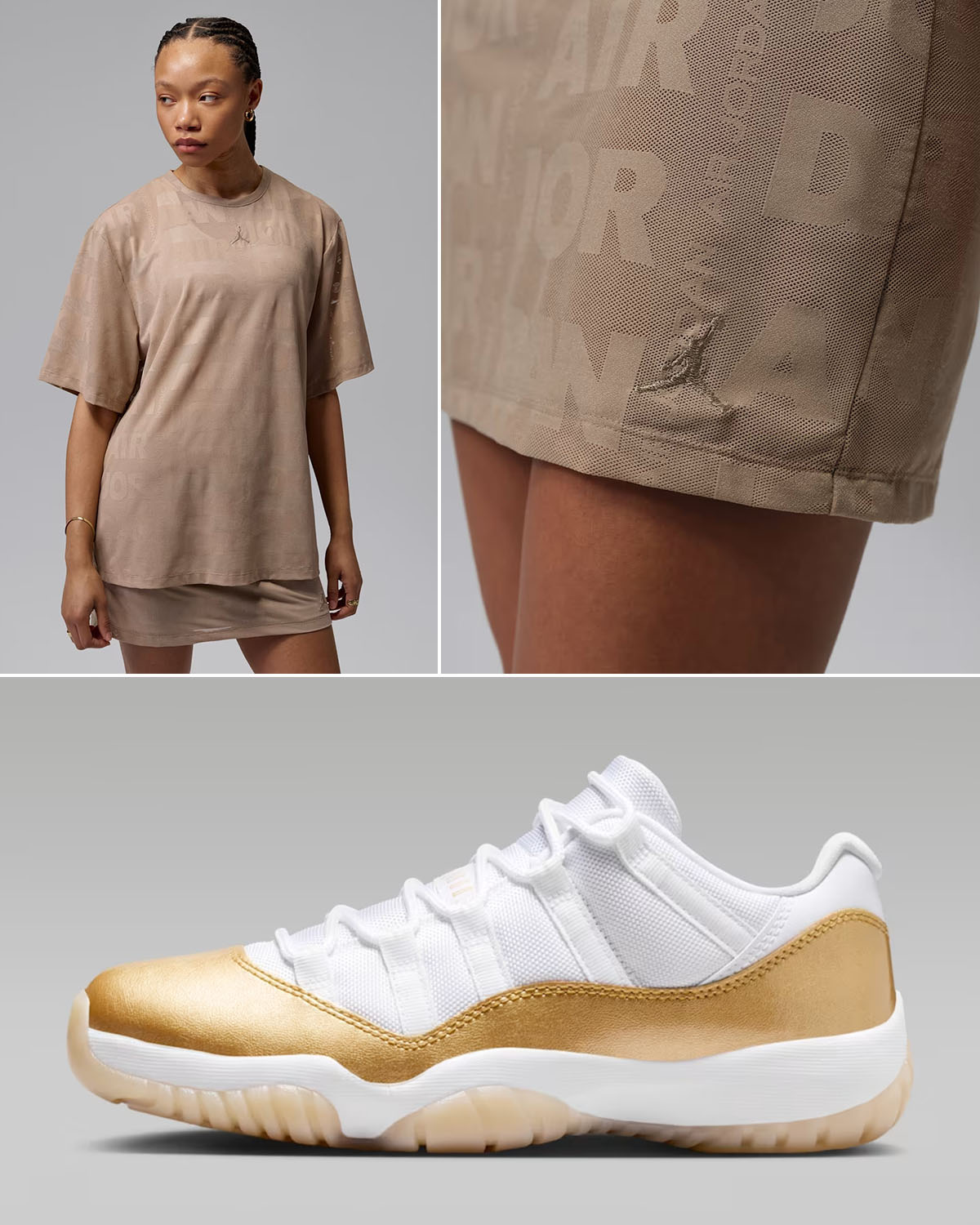 Air Jordan 11 Low Mothers Day x Jordan Flight Women's KNit Top and Skort Outfit to Match Sneakers
